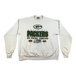 Vintage Green Bay Packers Sweater Mens 2XL White NFL Football NFC Champions 90s